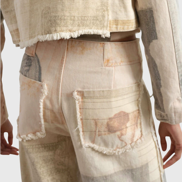 Tanja | Damen Vintage-Jeans mit Hoher Taille und Print