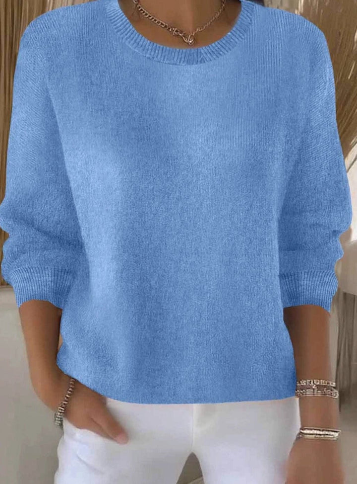 Damen Alltagstauglicher Winter-Strickpullover Rundhals Langarm - Hellblau