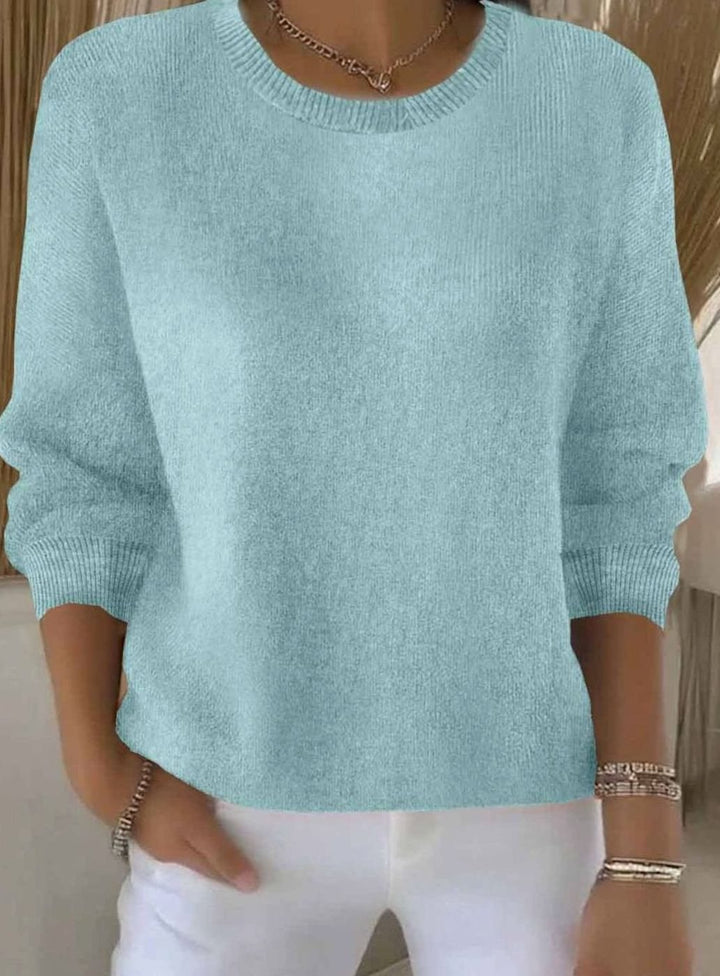 Damen Alltagstauglicher Winter-Strickpullover Rundhals Langarm - Hellgrün