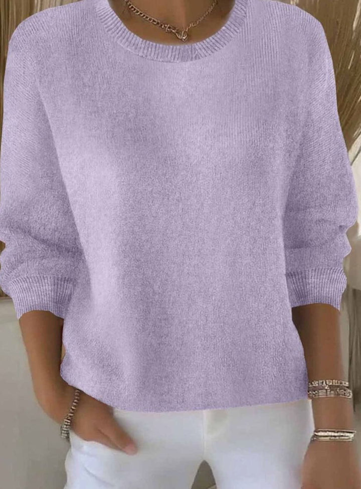 Damen Alltagstauglicher Winter-Strickpullover Rundhals Langarm - Hellviolett