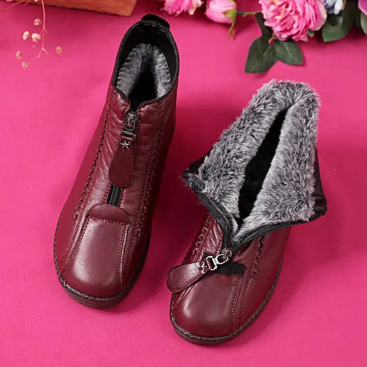 Damen Ankle Boots Rutschfeste Winterstiefeletten mit Reißverschluss