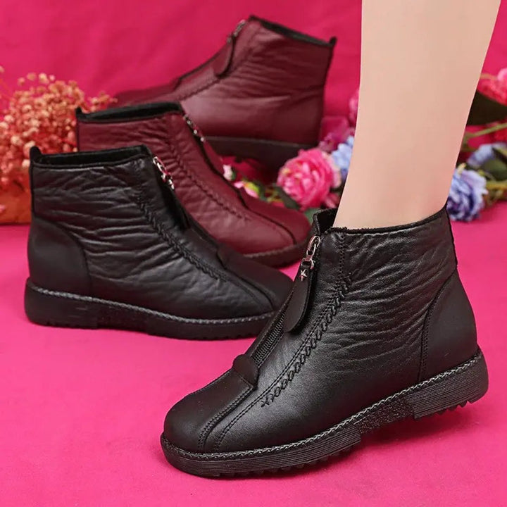 Damen Ankle Boots Rutschfeste Winterstiefeletten mit Reißverschluss