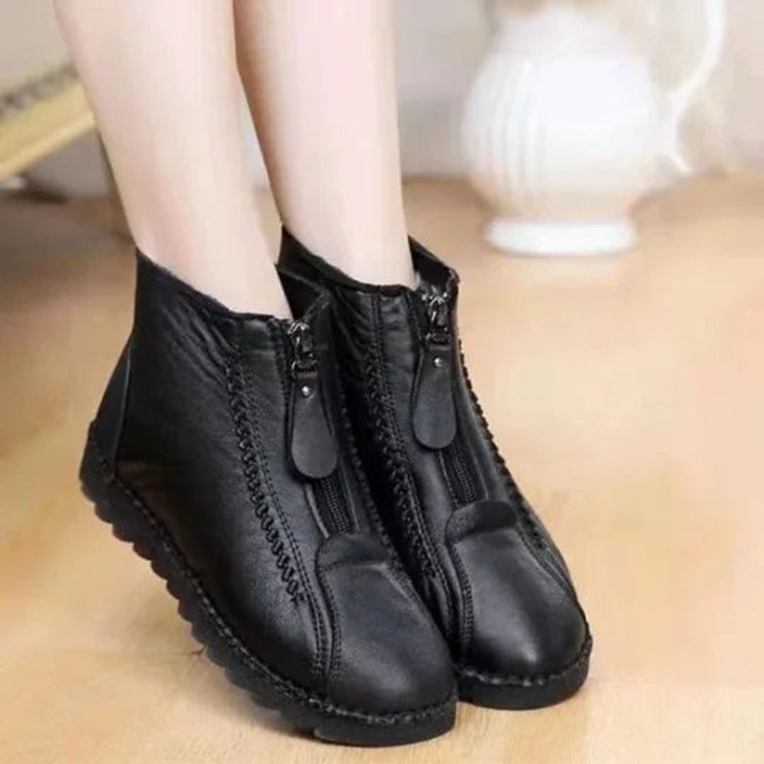 Damen Ankle Boots Rutschfeste Winterstiefeletten mit Reißverschluss