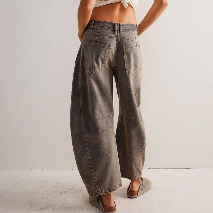 Damen Barrel-Leg Jeans Cropped Mid-Rise Denim