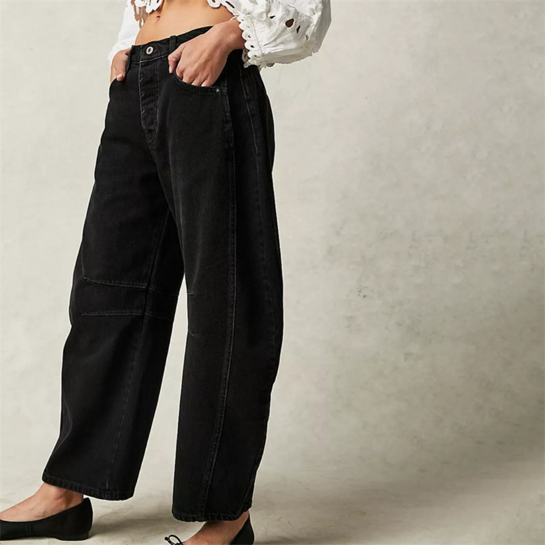 Damen Barrel-Leg Jeans Cropped Mid-Rise Denim