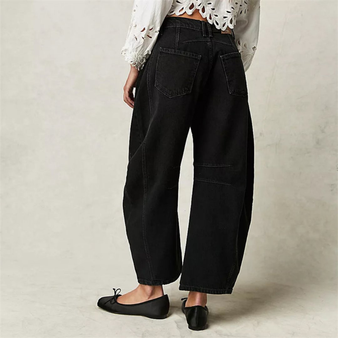Damen Barrel-Leg Jeans Cropped Mid-Rise Denim