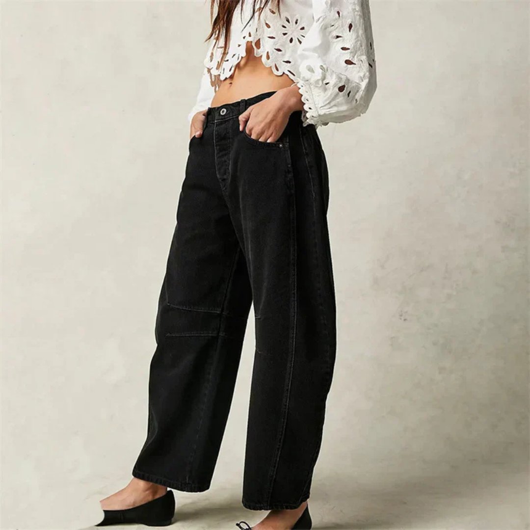 Damen Barrel-Leg Jeans Cropped Mid-Rise Denim