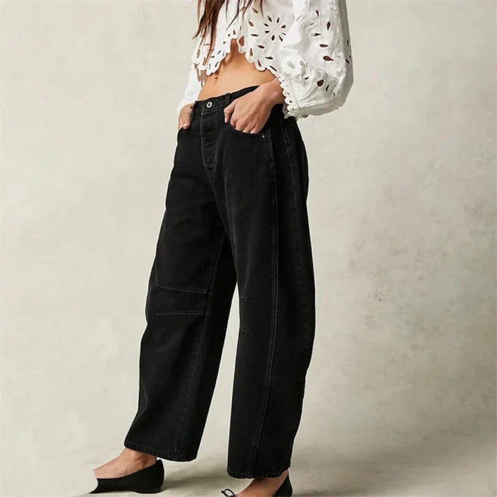 Damen Barrel-Leg Jeans Cropped Mid-Rise Denim