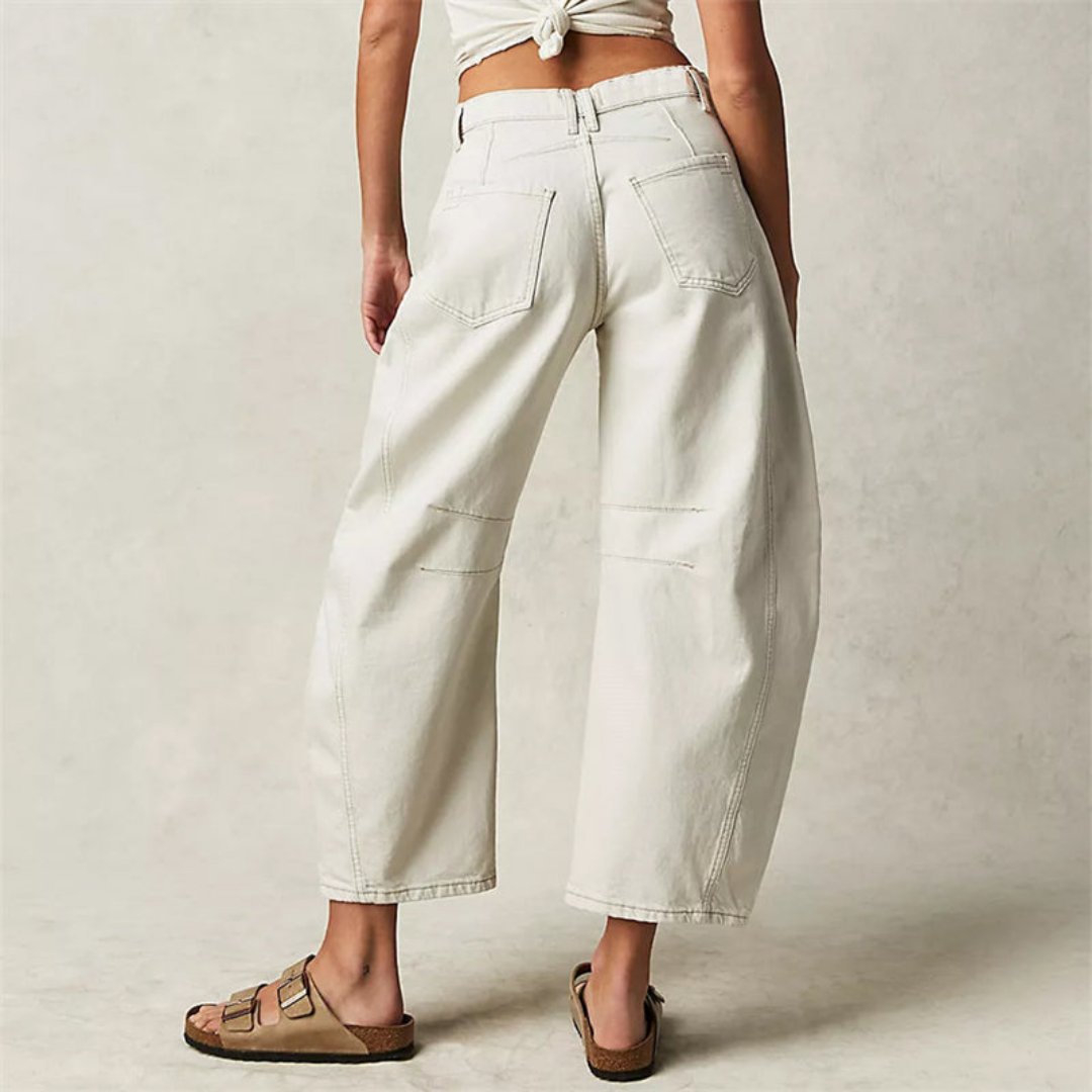 Damen Barrel-Leg Jeans Cropped Mid-Rise Denim
