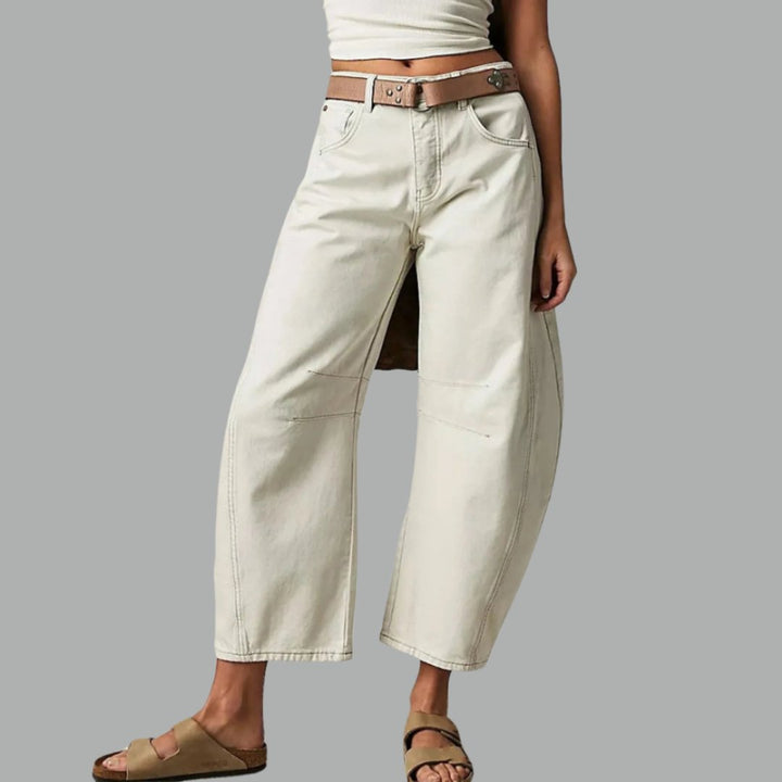Damen Barrel-Leg Jeans Cropped Mid-Rise Denim