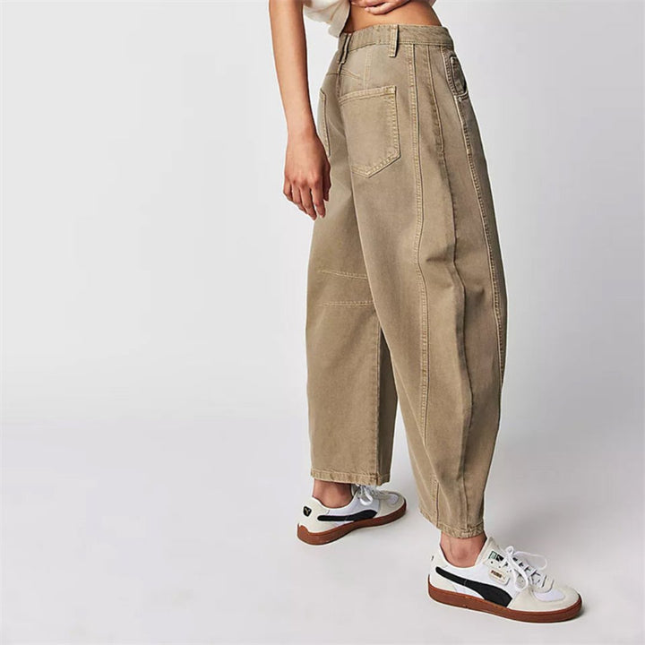 Damen Barrel-Leg Jeans Cropped Mid-Rise Denim