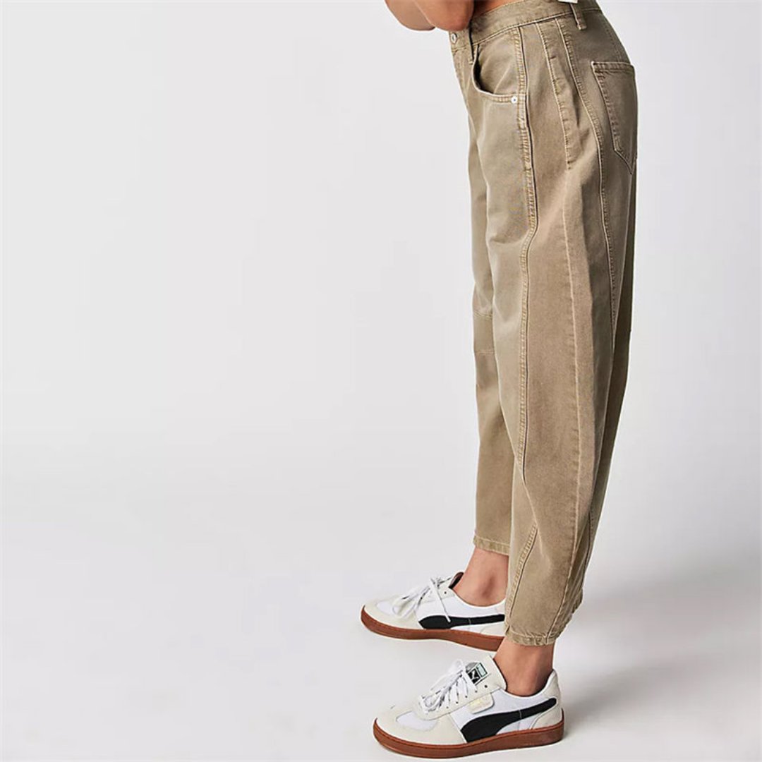 Damen Barrel-Leg Jeans Cropped Mid-Rise Denim