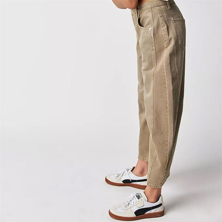 Damen Barrel-Leg Jeans Cropped Mid-Rise Denim