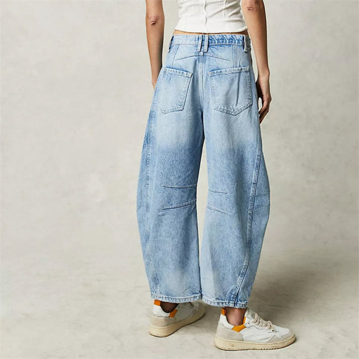 Damen Barrel-Leg Jeans Cropped Mid-Rise Denim