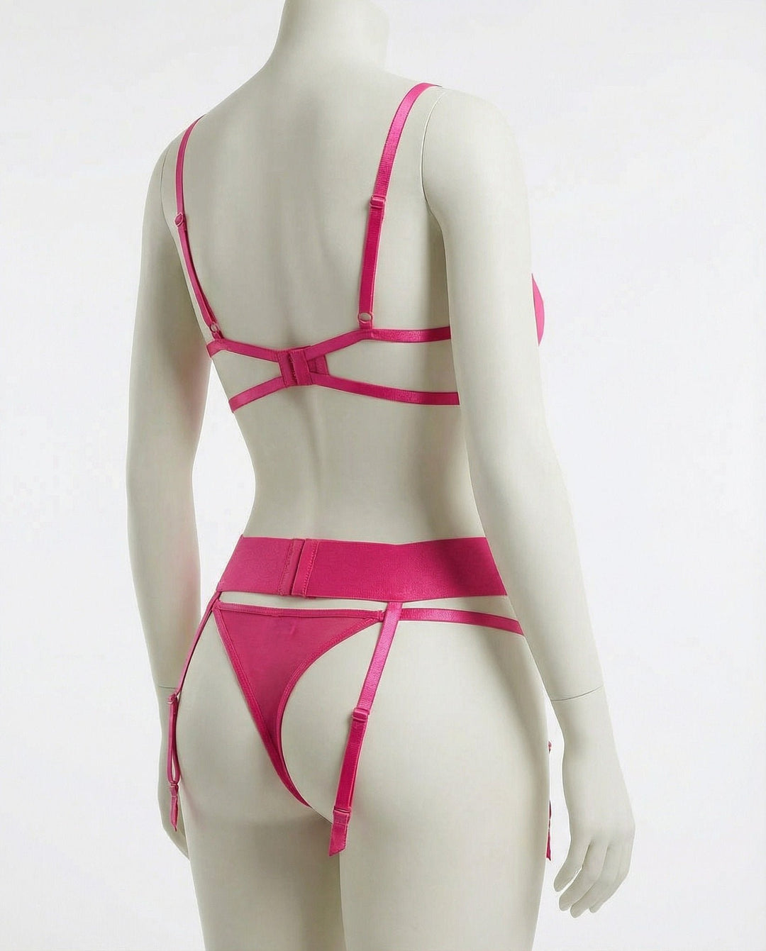 Damen Besticktes Mesh Dessous Set mit Strumpfhaltergürtel