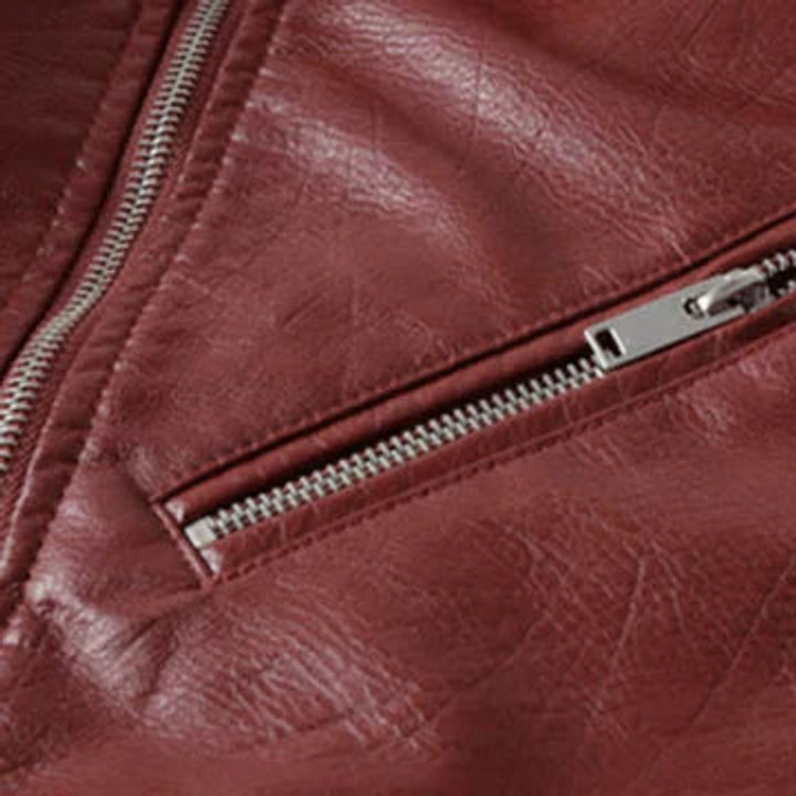 Damen Bikerjacke Kunstleder Cropped Leather Jacket mit Reißverschluss