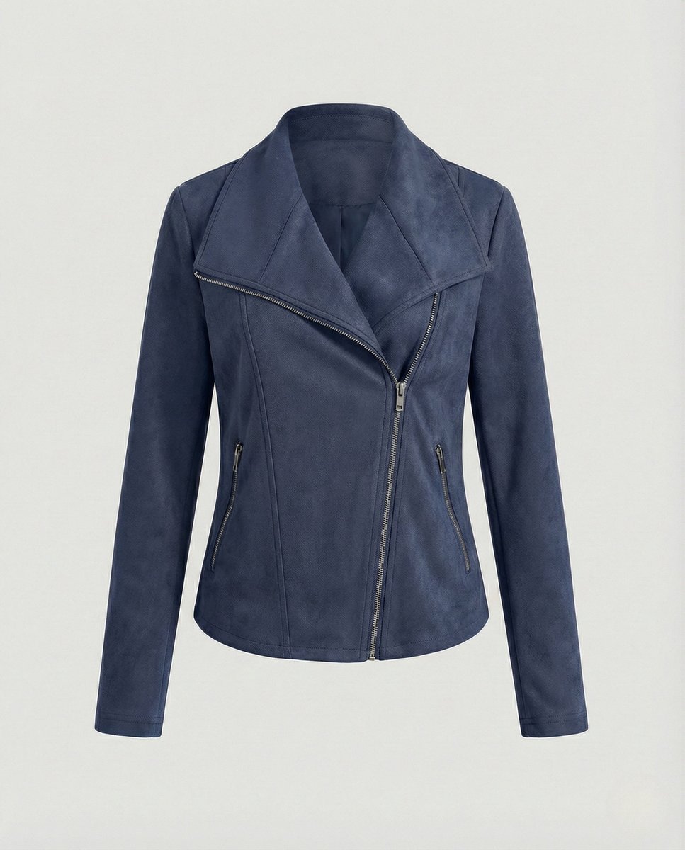 Damen Bikerjacke Lederjacke im Wildleder-Look taillierter Schnitt