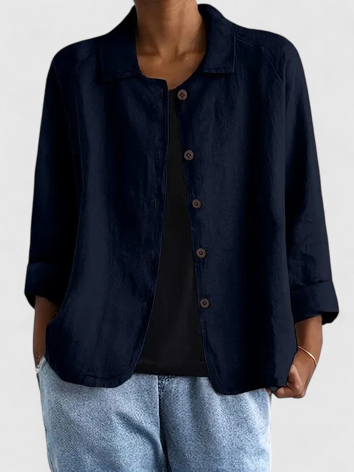 Damen Blazer Baumwolle Leicht Übergangszeit Business - Navy Blue