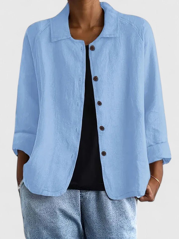 Damen Blazer Baumwolle Leicht Übergangszeit Business - Light Blue