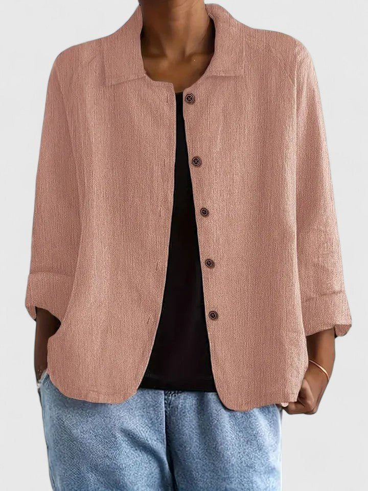 Damen Blazer Baumwolle Leicht Übergangszeit Business - Pink