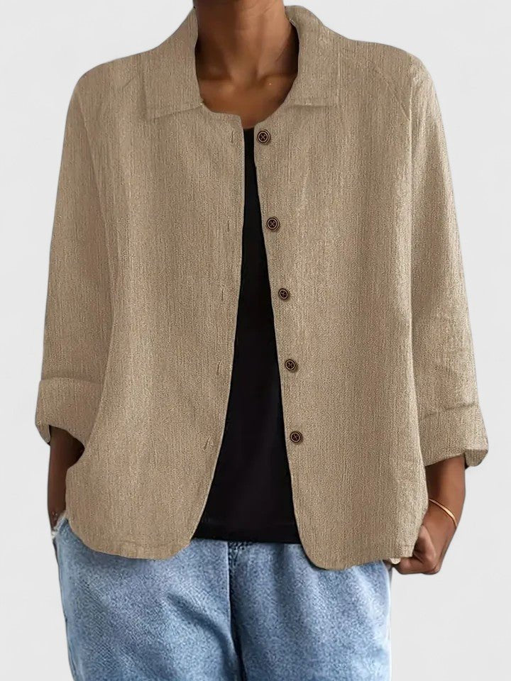 Damen Blazer Baumwolle Leicht Übergangszeit Business - Khaki