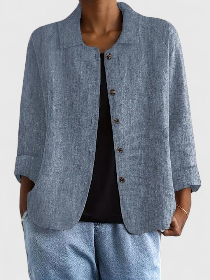 Damen Blazer Baumwolle Leicht Übergangszeit Business - Blue Gray