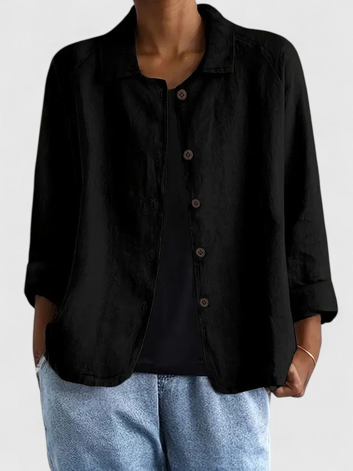 Damen Blazer Baumwolle Leicht Übergangszeit Business - Black