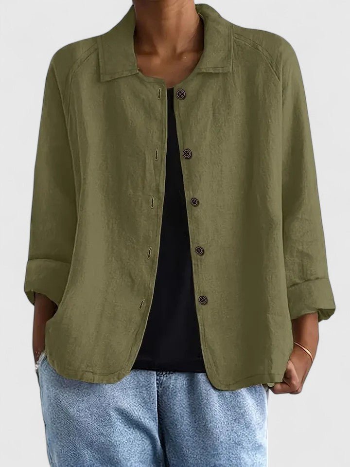 Damen Blazer Baumwolle Leicht Übergangszeit Business - Olive