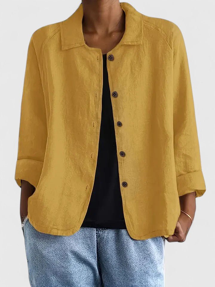 Damen Blazer Baumwolle Leicht Übergangszeit Business - Yellow