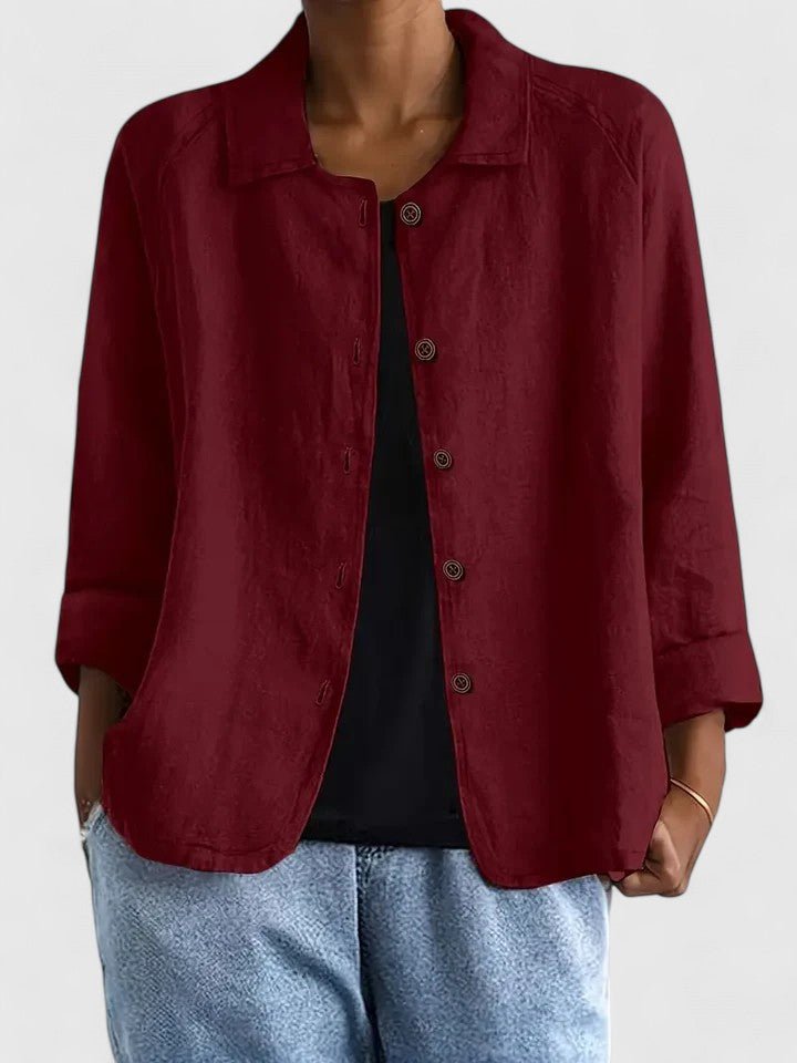 Damen Blazer Baumwolle Leicht Übergangszeit Business - Red