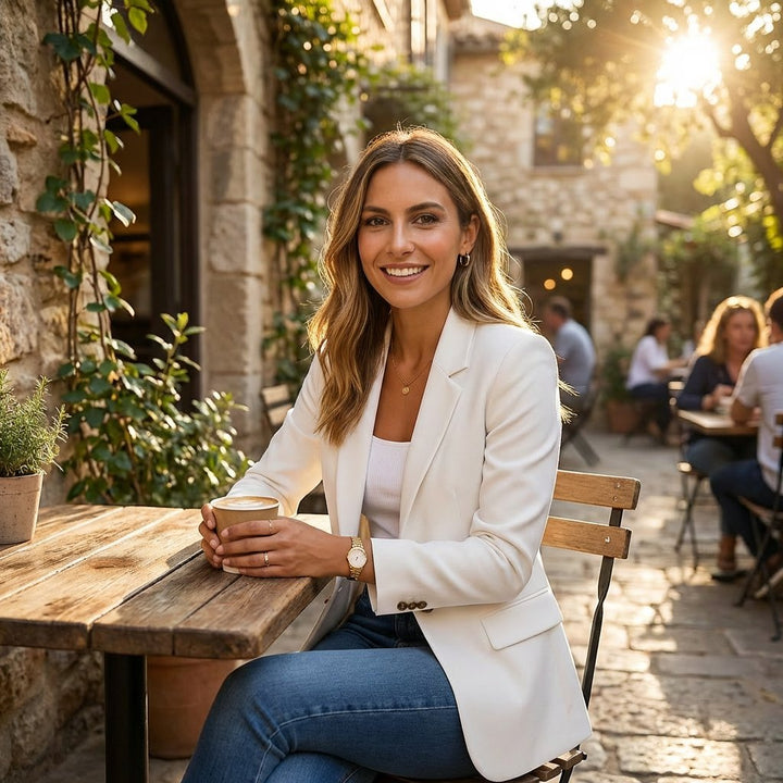 Damen Blazer Ein-Knopf Klassische Revers Tailliert
