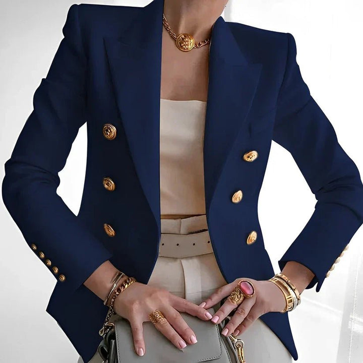 Damen Blazer Zweireihig mit Goldknöpfen Tailliert - Navy Blue