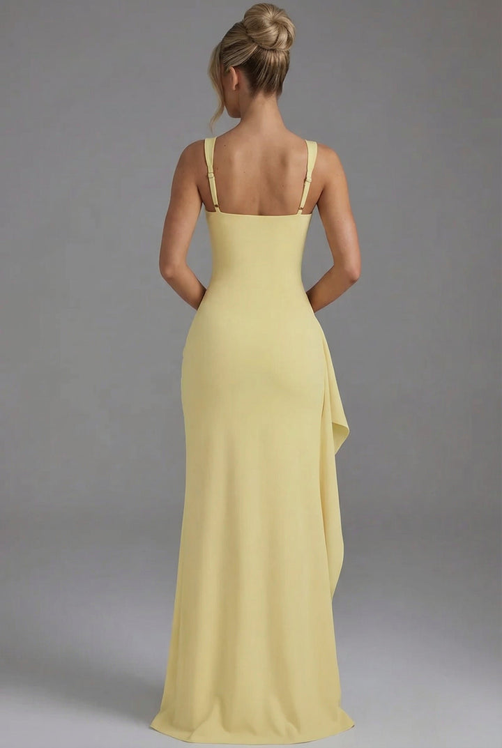 Damen Bodycon Maxikleid mit Beinschlitz und offenem Rücken