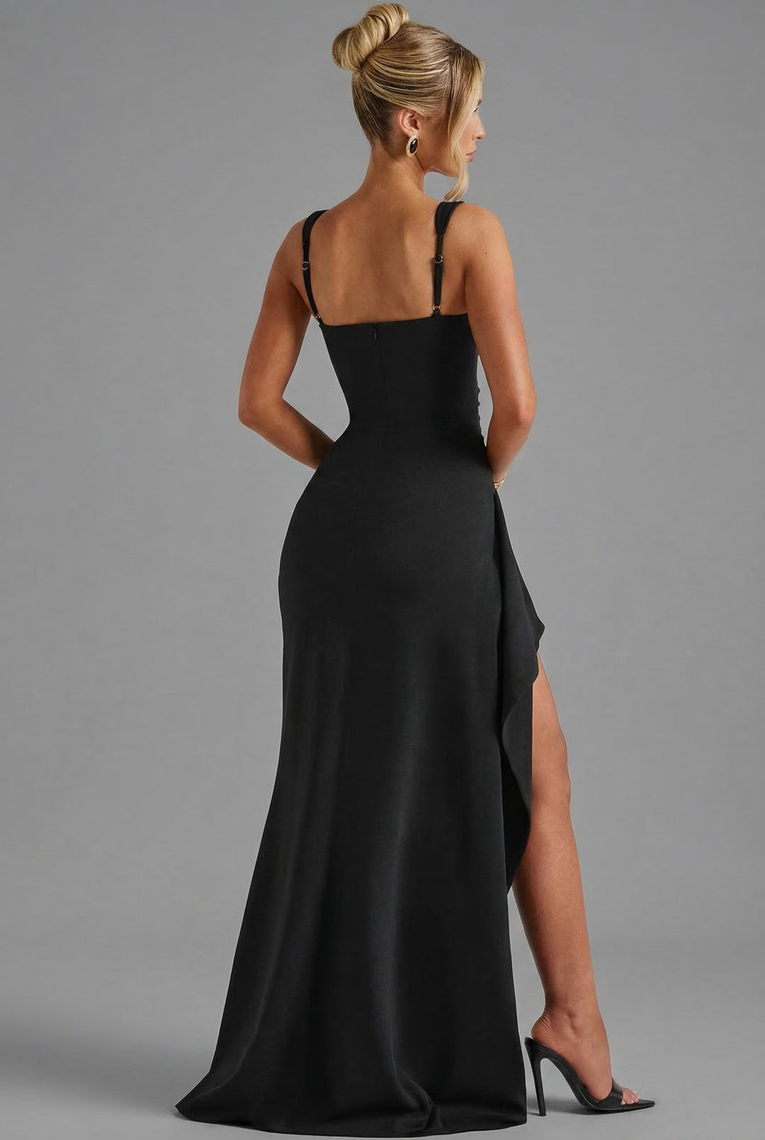 Damen Bodycon Maxikleid mit Beinschlitz und offenem Rücken