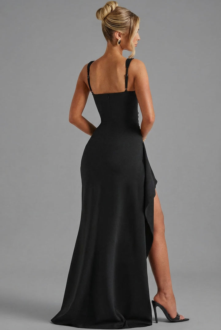 Damen Bodycon Maxikleid mit Beinschlitz und offenem Rücken