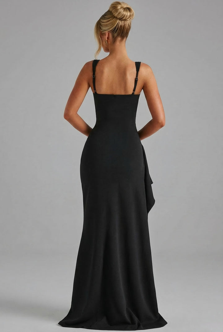Damen Bodycon Maxikleid mit Beinschlitz und offenem Rücken