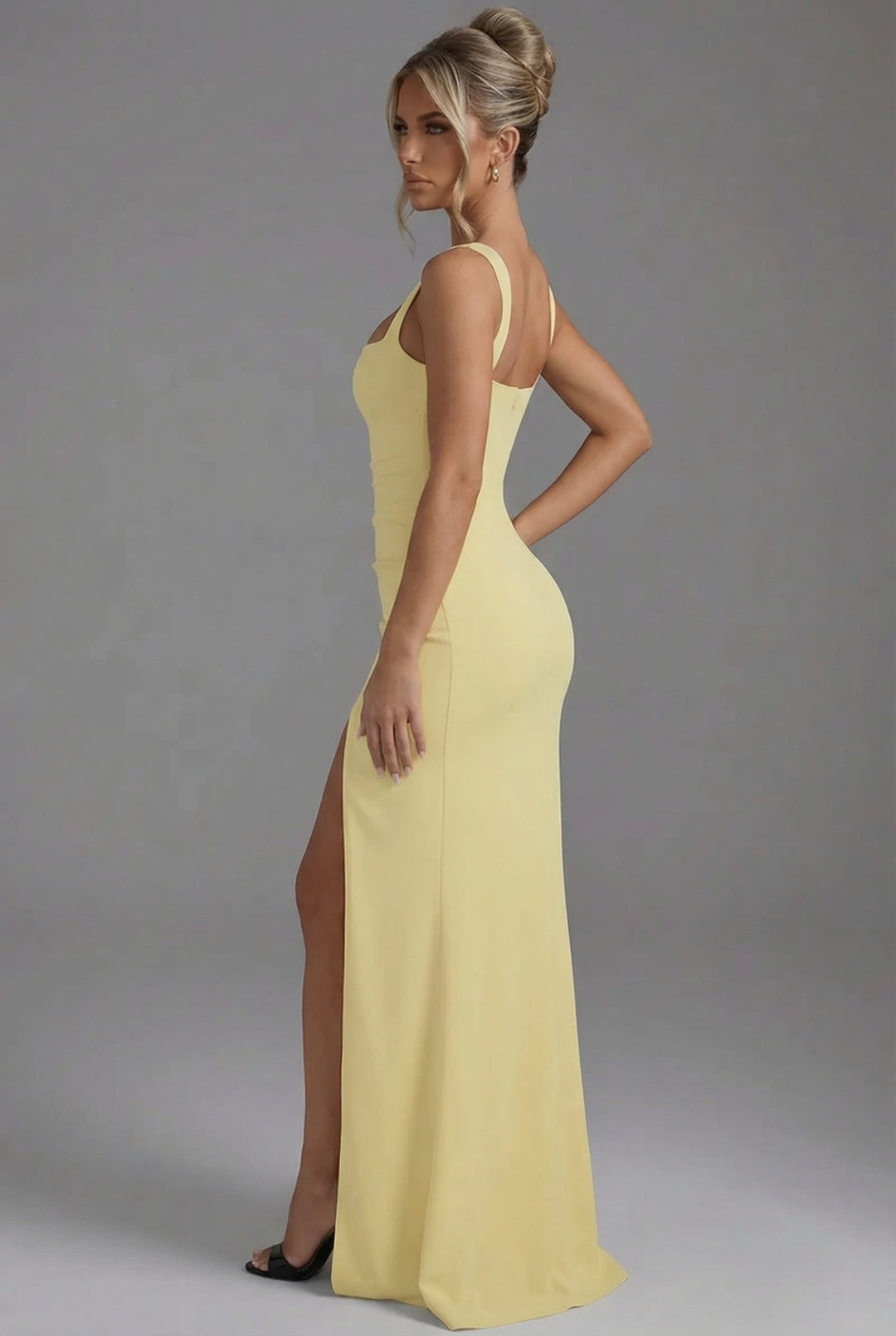 Damen Bodycon Maxikleid mit Beinschlitz und offenem Rücken