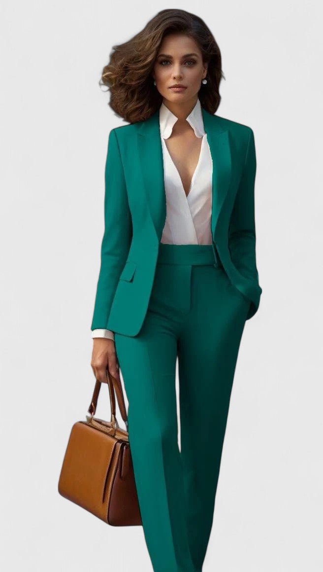 Damen Business Anzug Set Tailliert - Green