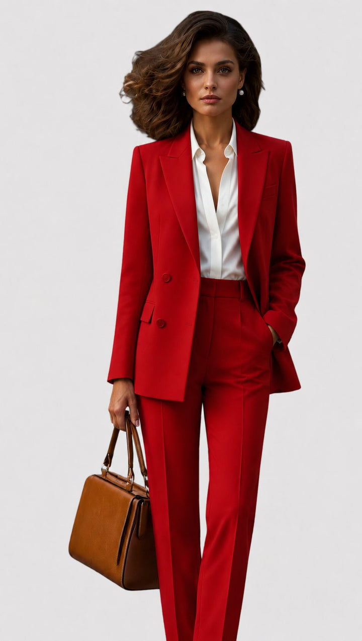Damen Business Anzug Set Tailliert - Red