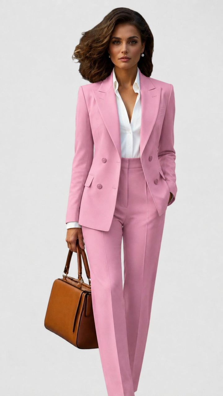 Damen Business Anzug Set Tailliert - Pink