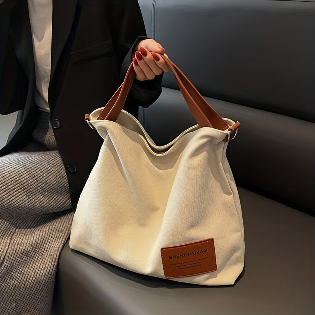 Damen Canvas Tote Bag geräumige Schultertasche verstellbarer Gurt