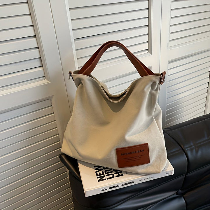Damen Canvas Tote Bag geräumige Schultertasche verstellbarer Gurt