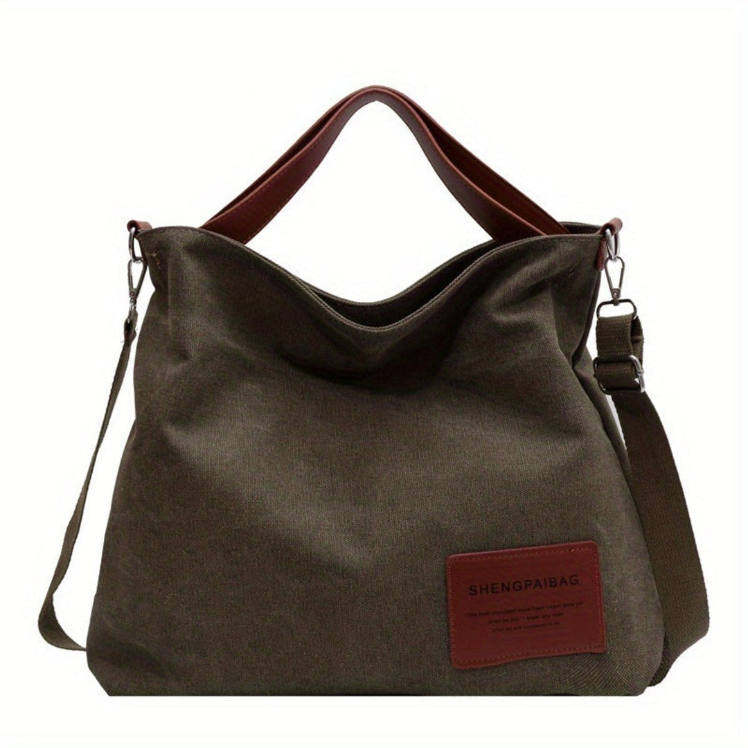 Damen Canvas Tote Bag geräumige Schultertasche verstellbarer Gurt