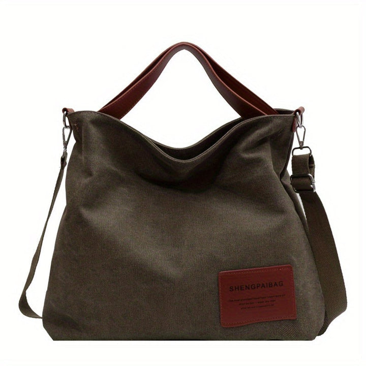 Damen Canvas Tote Bag geräumige Schultertasche verstellbarer Gurt