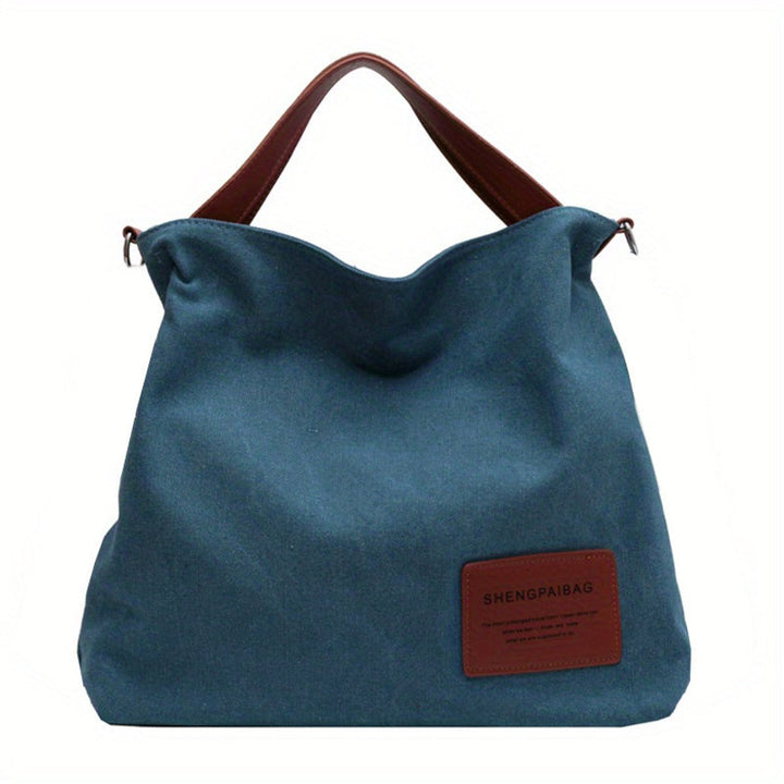 Damen Canvas Tote Bag geräumige Schultertasche verstellbarer Gurt