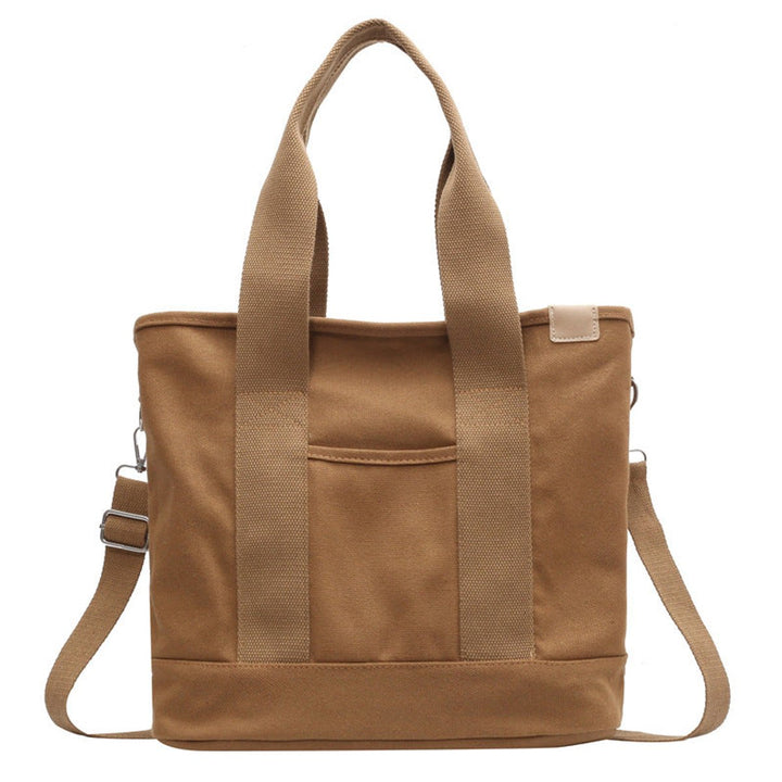 Damen Canvas Tote Bag Shopper mit verstellbarem Schulterriemen - Khaki