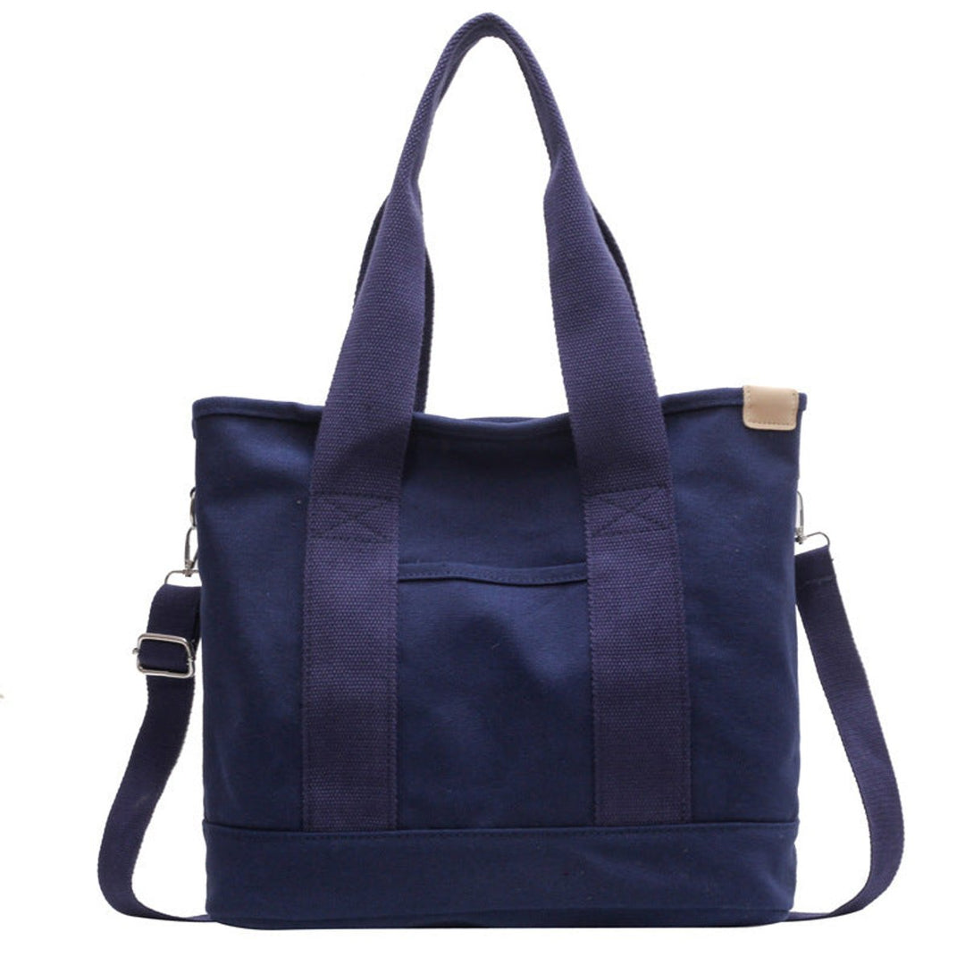Damen Canvas Tote Bag Shopper mit verstellbarem Schulterriemen - Blau