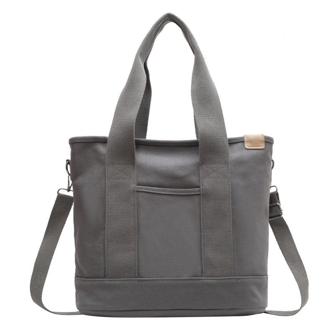 Damen Canvas Tote Bag Shopper mit verstellbarem Schulterriemen - Grau