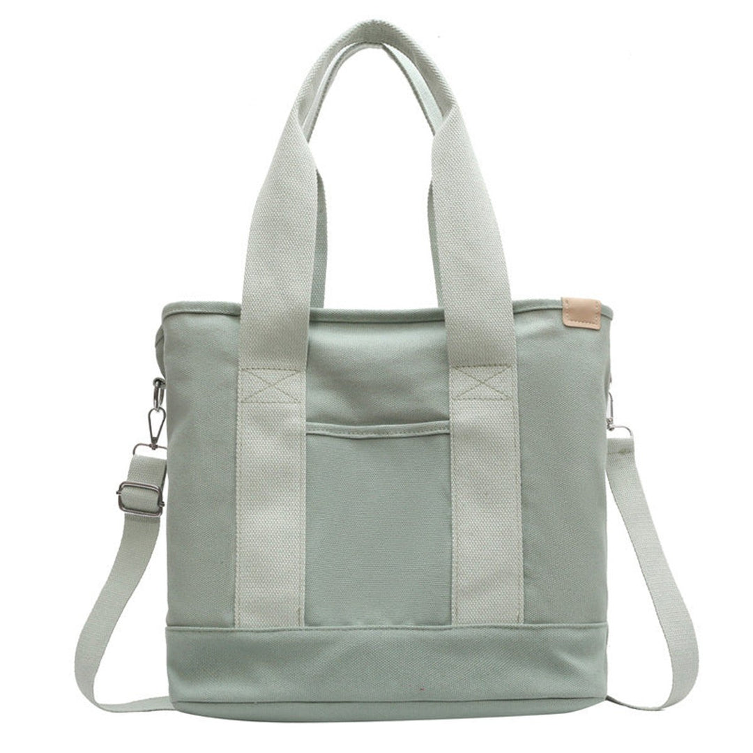 Damen Canvas Tote Bag Shopper mit verstellbarem Schulterriemen - Grün