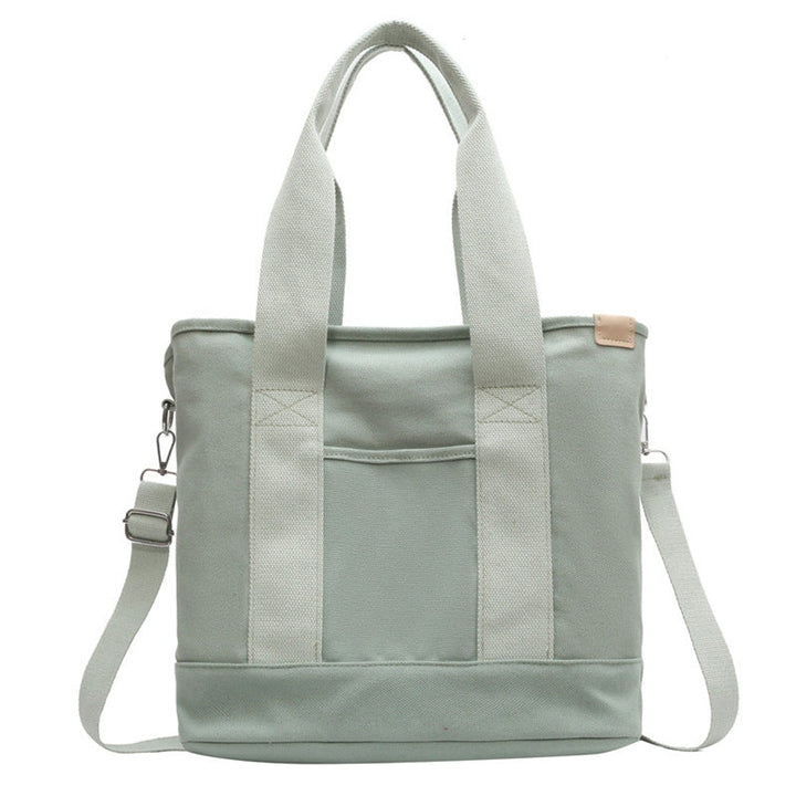 Damen Canvas Tote Bag Shopper mit verstellbarem Schulterriemen - Grün
